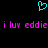 Cyan heart symbol above pink text reading 'i luv eddie i luv eddie' on black background