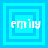 Four blue square frames with nested borders display the text 'emily' in white pixelated font, each frame showing a different border configuration and text position.