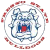 Pixelated circular icon with blue and white central design surrounded by red dotted border on transparent background.