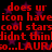 Red pixelated text repeats across a black background with purple star shapes, forming a wordwall of phrases like 'does ur icon have cool stars' and 'didnt think so...LAUR'.