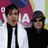 Pixelated image of two people on left, pink background with text and heart symbols on right.