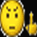 A yellow emoji face with furrowed brows and a downturned mouth displays an angry expression, raising its middle finger against a black background.