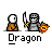 Animated contact sheet showing a knight and dragon in multiple pixel-art frames with text bubbles, fire effects, and sequential poses across 15 sampled frames.