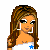 Pixel art buddy icon featuring a female character with long brown hair and a male torso in jeans, alongside pink text reading 'baby gurl' on white background.