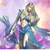 Pixelated figure with long hair in blue and purple attire holding a staff-like object against a pastel gradient background.