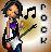 Pixelated icon of a person with dark hair holding an electric guitar, surrounded by musical notes and control symbols on a gradient background.