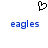 Black pixelated heart symbol above two identical blue text 'eagles' in lowercase, displayed side-by-side on white background.
