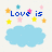 Pixelated icon with blue text 'Love is in the AIR' across three cloud shapes, surrounded by colorful stars on a light background.
