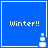 Blue square icon with "Winter!!" text and a snowman graphic in the bottom-right corner, showing animation frames where the snowman's top section changes.