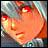 Pixelated character with silver hair and red eyes, showing sequential facial expression changes across frames.