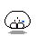 Four pixelated white rounded shapes on gray background, each with distinct facial features and shadow; one displays blue Japanese text above.