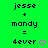 Green background displays pixelated text 'jesse + mandy = 4ever' with a pink heart symbol, showing two identical frames side-by-side.