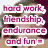A four- of pixelated text overlays on a blurred background showing partial views of people with dark hair and red accessories