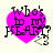 A pink heart-shaped icon with black text reading "Who's In My HEART?" and a small gray arrow, showing pixelated text in the top-left and bottom-right frames.