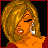Animated contact sheet of a pixel-art character with blonde hair and red top, showing facial expression changes and outfit variations across seven frames.