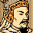 Pixelated static icon of a person's face with orange hair and beard, framed by black-and-white checkered border on light background.