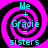 Four identical display a pink and black spiral background with cyan text reading "Me + Gracie = sisters" in each