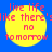 Yellow circular shape with red text on blue background, repeated four times in a