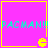 Four identical pink squares with yellow borders display cyan "PACMAN!!" text and a yellow Pac-Man character at the bottom center of each square.