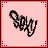 Animated sequence of the word 'sexy' in black cursive script on a light pink background with red borders, showing progressive blurring and distortion across frames.