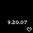 Black background with white pixelated text '9.20.07' and two heart symbols below each instance of the date.