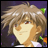 Pixelated anime-style character with brown hair and red eyes on left, next to black background with white text "Anime IM" above smaller cursive "cOm" on right.