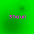Green background with four identical pink 'Shoun' text elements arranged in a , each surrounded by faint circular patterns