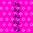 A bright pink background with repeating white circular patterns and vertical of black text reading 'ily.' in a pixelated font, featuring a single horizontal wavy line animation