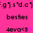 A static image with a bright pink background displays repeated text and symbols in black and purple, including "besties," "4eva<3," and heart symbols.