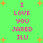 Green background with orange starbursts and pink pixelated text reading "I LOVE YOU JARED ILU" in two vertical
