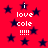 Red background with dark blue stars and white text reading "i love cole !!!!!" in multiple positions.