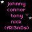 Pixelated text in pink and white on black background with scattered stars, displaying names and 'fr3nds' in a pattern