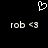 Pixelated white heart symbol above two identical text strings on black background.
