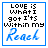 A contact sheet of five animated frames showing a pixelated text-based icon with the phrase "LOVE is what I got Its within my Reach" in black and blue pixels, arranged in a 3x2 grid with one empty frame.