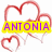 Red heart outlines with yellow text boxes containing purple names over white background.