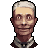 Pixelated portrait of a person with short white hair, light skin tone, and a neutral expression wearing a dark jacket over a collared shirt.