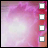 A 48x48 pixel animated contact sheet showing two frames of an AIM buddy icon with a pink and white gradient background on the left and black text elements on the right, featuring four gray square placeholders along the vertical edge.