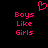 Pixelated pink text and heart symbol on black background, with 'Boys Like Girls' repeated twice.