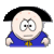 Pixelated character with black hair, blue shirt, and yellow emblem on chest against gray background.