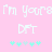 Pixelated text and symbols on a pink background with repeated light blue elements.