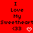 Red background with repeated black text "I Love My Sweetheart" and pixelated heart symbols, arranged in a pattern with three and three of identical text blocks