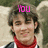 A person with brown hair and a red turtleneck shirt appears in three , each displaying different pink text above their head