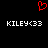 Red pixelated heart symbol above two identical white text strings on black background.