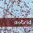 A static image of a repeating pattern with the word 'astrid' in light blue text on dark red bars over a pixelated background.