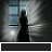 Animated contact sheet of a 4x3 grid showing sequential frames from an animated icon featuring a silhouetted figure in front of a window with light rays, displaying text changes and subtle pose shifts across sampled frames.