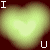 Six heart-shaped animated icons arranged in a 3x2 contact sheet with varying colors and patterns, each featuring white 'I' or 'U' text on a dark background.