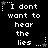 A 3x2 contact sheet of six animated frames showing a pixelated text-based animation with white text on black background and star symbols, each frame displaying the phrase "I dont want to hear the lies ..." in different states of motion.