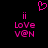 Pixelated pink text and symbols on black background: two 'ii' characters above 'Love', with 'v@N' below, and a heart outline at top center.