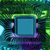 Pixelated blue square with purple and green accents on a green and blue background.