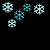 Animated snowflake pattern with text 'Let it Snow!' in cyan on black background, multiple instances of the phrase repeated below.